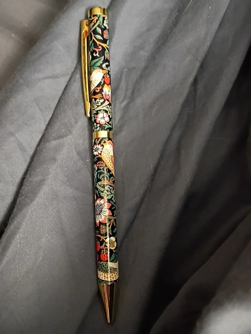 William Morris Faux Leather Floral Pattern Notebook with Matching Floral Pen